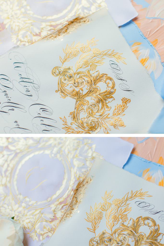 Classical gold monogram crest design for a Lake Como wedding
