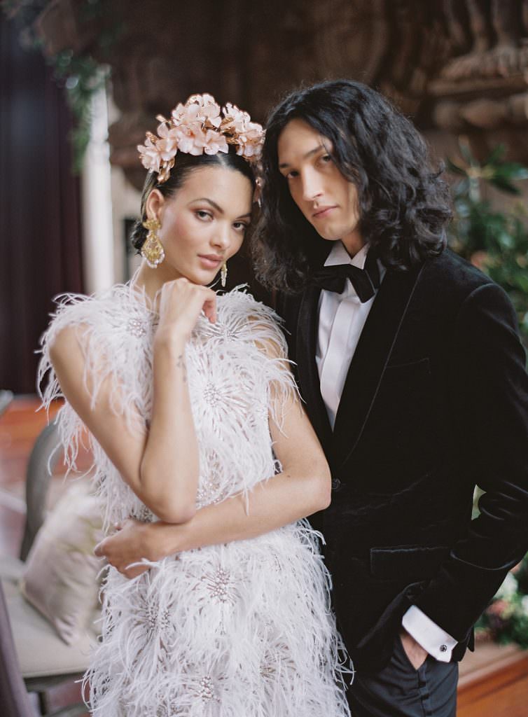 Moody black tie wedding inspiration from Dover Hall for a private estate wedding