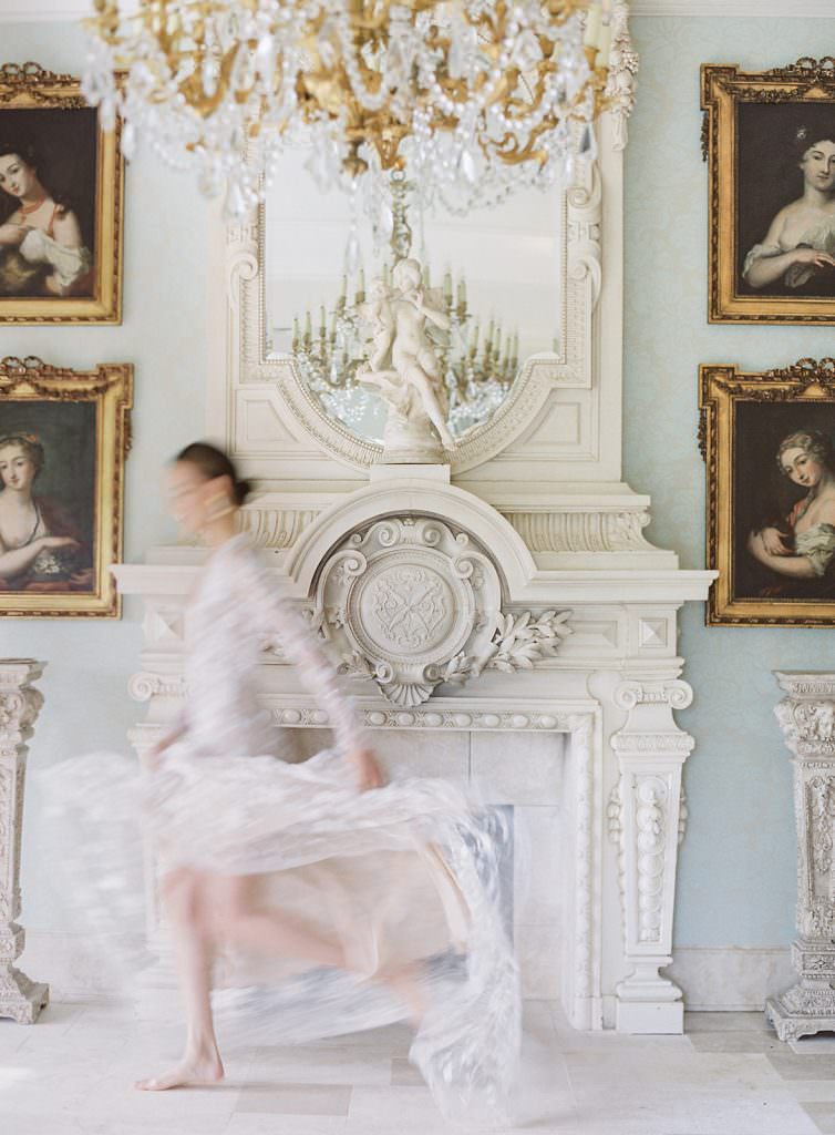 Motion photography for a fine art inspired wedding editorial for a classy wedding at Dover Hall