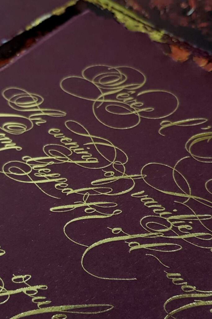 Luxury Persian Wedding Invitations with gold calligraphy foil printing
