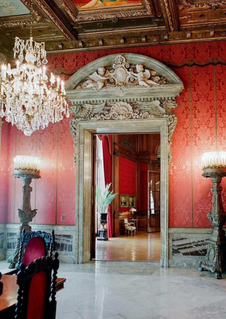 Perry Belmont Venue Interiors with bright red room