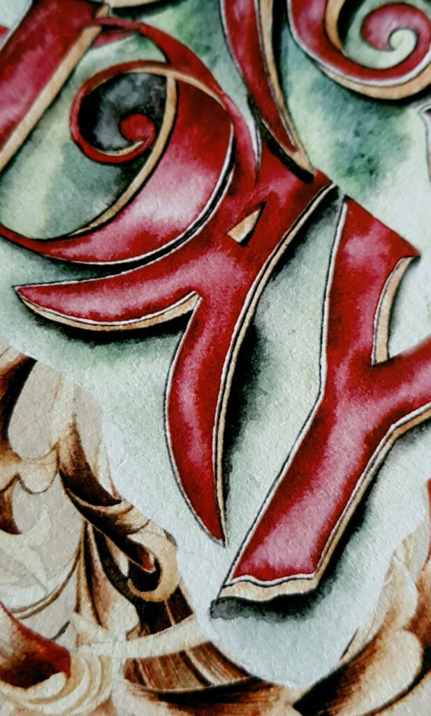 Close up Vintage Circus Custom Invitation Design with Watercolour Lettering
