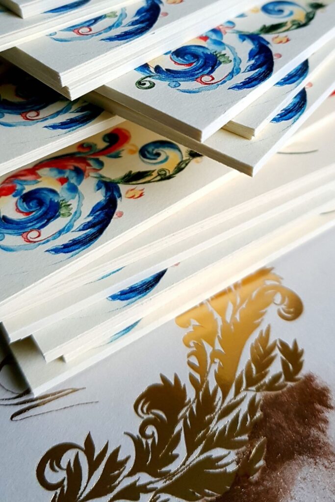 Italian renaissance wedding invitations with thick, luxury invitations with Florence inspired artwork.
