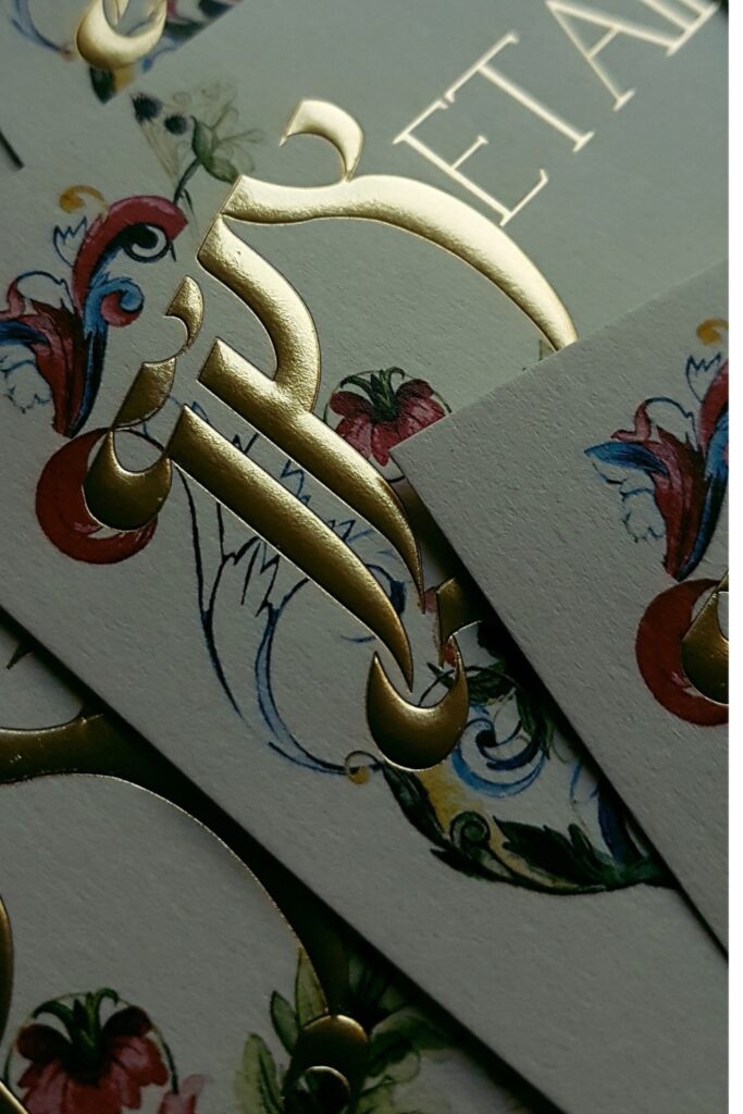 Luxury wedding Invitation with bold embossed lettering design 
