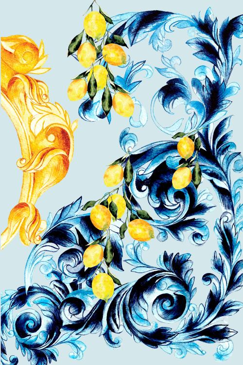 Romantic Amalfi Style pale blue and yellow watercolour painting Invitations