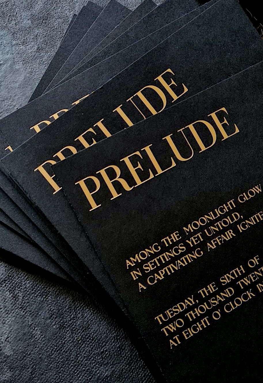Black and gold luxury gold foil printed invitations with large typography - 1