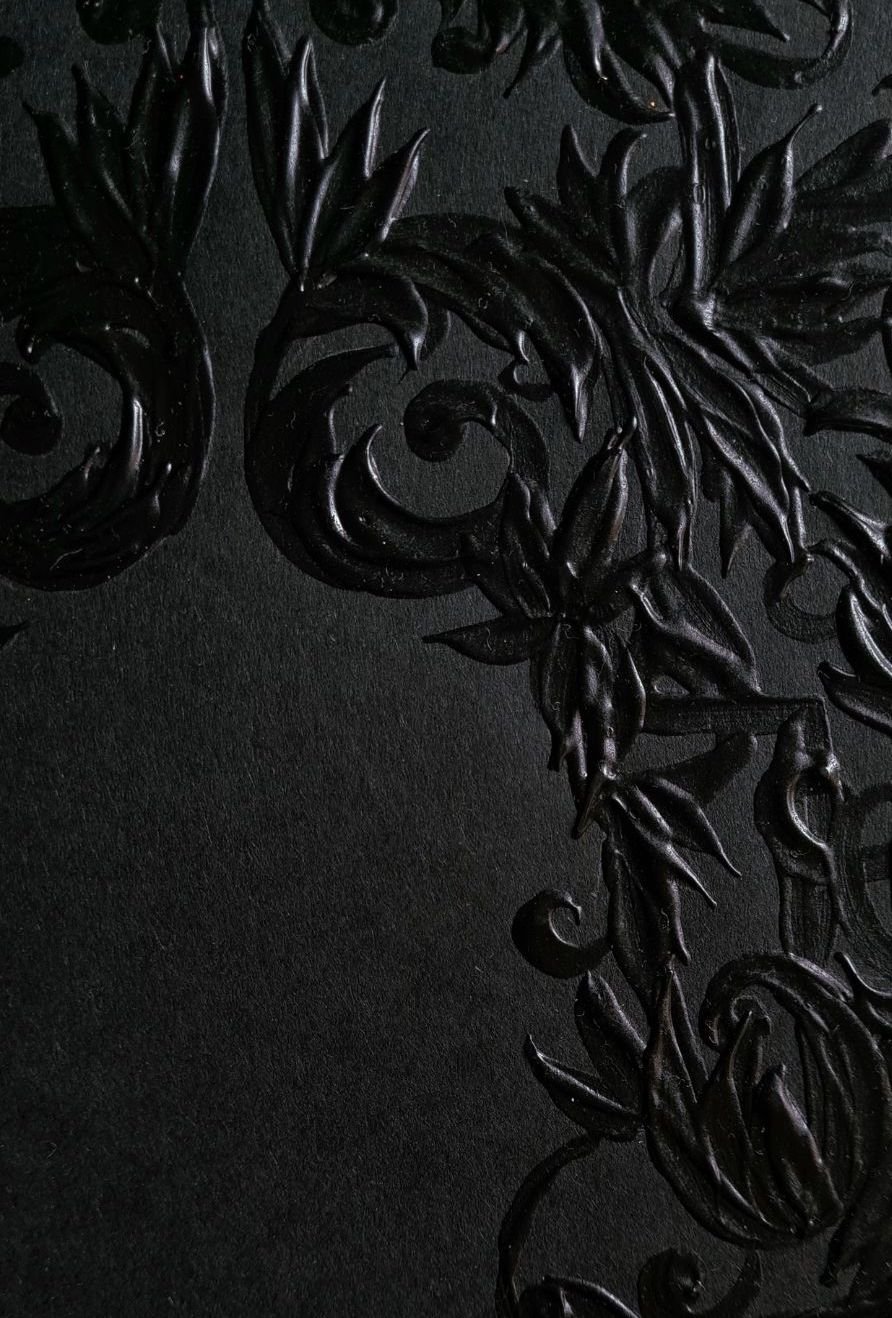 Hand painted luxury black on black wedding invitations - 1