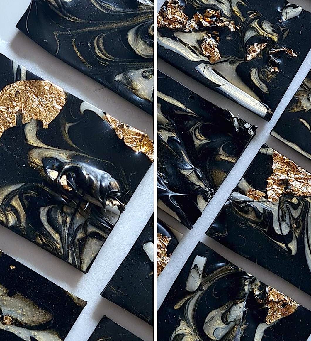 Marble, custom hand made wax seal designs with black and gold - 1